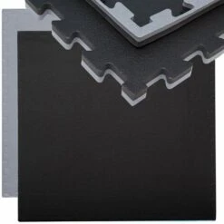 Eyepower Suelo De Gimnasio De EVA Espeso 20mm Esterilla Puzle 90x90cm Incl Marco Para Deporte Ejercicio Extensible Doble Faz Gris Negro