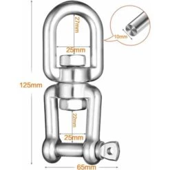 Gancho Giratorio De Acero Inoxidable 360 ​​° Para Yoga, Hamaca, Saco De Boxeo Y Gimnasio 10 MM 14,4 X 8,6 X 3,2 Cm -Mano Mano Ventas 30557194 4