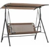 OUTSUNNY Columpio De Jardín 2 Plazas Silla Balancín Techo Ajustable 172x110x155cm Marrón