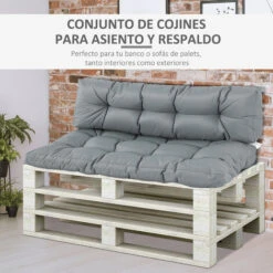 OUTSUNNY Cojín Para Palé Con Respaldo 120x80x12 Cm Para Banco Columpio Hamaca Gris 8 OUTSUNNY Cojín Para Palé Con Respaldo 120x80x12 Cm Para Banco Columpio Hamaca Gris -Mano Mano Ventas 30857919 4
