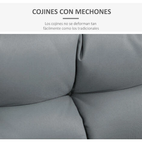 OUTSUNNY Cojín Para Palé Con Respaldo 120x80x12 Cm Para Banco Columpio Hamaca Gris 5 OUTSUNNY Cojín Para Palé Con Respaldo 120x80x12 Cm Para Banco Columpio Hamaca Gris - Imagen 5
