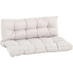 OUTSUNNY Cojín Para Palé Con Respaldo 120x80x12 Cm Para Banco Columpio Hamaca Crema