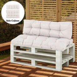 OUTSUNNY Cojín Para Palé Con Respaldo 120x80x12 Cm Para Banco Columpio Hamaca Crema -Mano Mano Ventas 30857920 3