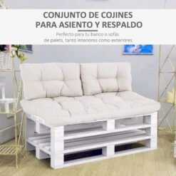 OUTSUNNY Cojín Para Palé Con Respaldo 120x80x12 Cm Para Banco Columpio Hamaca Crema -Mano Mano Ventas 30857920 4