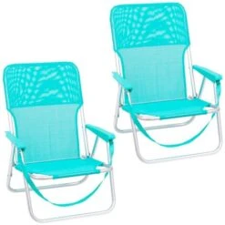 Pack De 2 Sillas Playa Fijas De Asiento Bajo De Aluminio Y Textileno De 54x40x71 Cm (Agumarina)