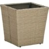 Mesa De Centro De Ratán PE Vidrio Templado Beige 41,5x41,5x44cm VidaXL