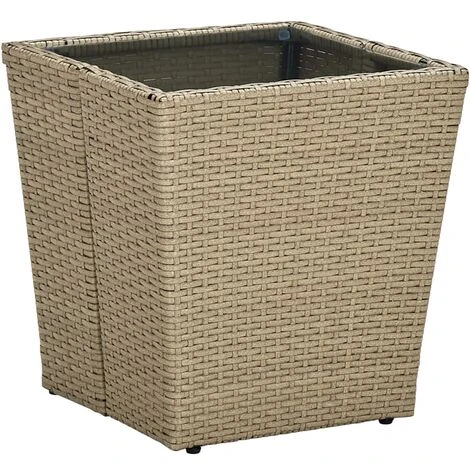 Mesa De Centro De Ratán PE Vidrio Templado Beige 41,5x41,5x44cm VidaXL 1 Mesa De Centro De Ratán PE Vidrio Templado Beige 41,5x41,5x44cm VidaXL