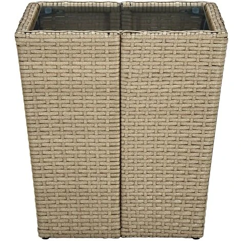 Mesa De Centro De Ratán PE Vidrio Templado Beige 41,5x41,5x44cm VidaXL 4 Mesa De Centro De Ratán PE Vidrio Templado Beige 41,5x41,5x44cm VidaXL - Imagen 4