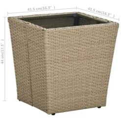 Mesa De Centro De Ratán PE Vidrio Templado Beige 41,5x41,5x44cm VidaXL 9 Mesa De Centro De Ratán PE Vidrio Templado Beige 41,5x41,5x44cm VidaXL -Mano Mano Ventas 30956771 5
