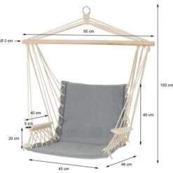 Columpio Hamaca Silla Colgante Gris Hasta 120kg Tumbona Exterior Interior Jardín -Mano Mano Ventas 31507334 5
