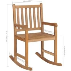 Silla Mecedora De Madera Maciza De Teca Con Cojín Azul Claro VidaXL -Mano Mano Ventas 31540997 3