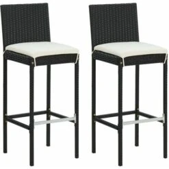Set Muebles Bar Jardín 3 Piezas Y Cojines Ratán Sintético Negro VidaXL -Mano Mano Ventas 31675342 4