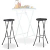 Relaxdays Taburete De Bar BASTIAN Plegable, Set De 2, Resistente Intemperie, 80 Cm, Silla De Bar, Plástico, Barra, Negro