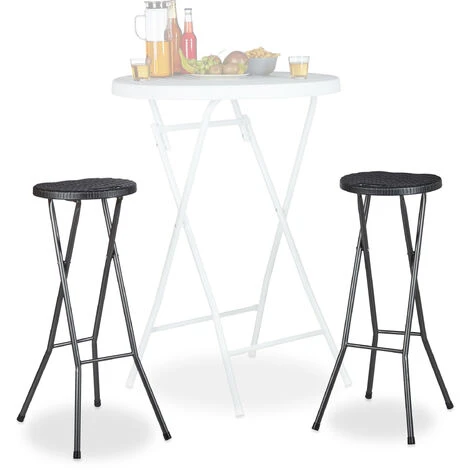 Relaxdays Taburete De Bar BASTIAN Plegable, Set De 2, Resistente Intemperie, 80 Cm, Silla De Bar, Plástico, Barra, Negro 1 Relaxdays Taburete De Bar BASTIAN Plegable, Set De 2, Resistente Intemperie, 80 Cm, Silla De Bar, Plástico, Barra, Negro