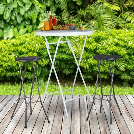 Relaxdays Taburete De Bar BASTIAN Plegable, Set De 2, Resistente Intemperie, 80 Cm, Silla De Bar, Plástico, Barra, Negro 2 Relaxdays Taburete De Bar BASTIAN Plegable, Set De 2, Resistente Intemperie, 80 Cm, Silla De Bar, Plástico, Barra, Negro - Imagen 2