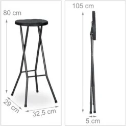 Relaxdays Taburete De Bar BASTIAN Plegable, Set De 2, Resistente Intemperie, 80 Cm, Silla De Bar, Plástico, Barra, Negro 8 Relaxdays Taburete De Bar BASTIAN Plegable, Set De 2, Resistente Intemperie, 80 Cm, Silla De Bar, Plástico, Barra, Negro -Mano Mano Ventas 31791508 4