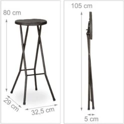 Relaxdays Taburete Bar BASTIAN Plegable, Set De 2, Resistente Intemperie, 80 Cm, Silla De Bar, Plástico, Barra, Marrón -Mano Mano Ventas 31791517 4