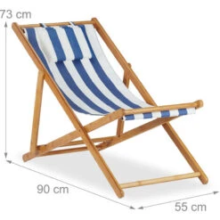 Relaxdays Pack 2 Tumbonas Plegables Jardín Y Playa Con Reposacabezas, Bambú, Azul, 79 - 66 X 55 X 90 Cm -Mano Mano Ventas 31795307 4