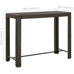 Mesa Alta De Jardín Ratán Sintético Marrón 140,5x60,5x110,5 Cm VidaXL -Mano Mano Ventas 31865923 3