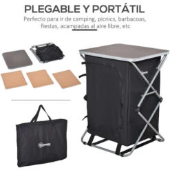 OUTSUNNY Armario Cocina De Camping Plegable Con 3 Estantes Bolsa De Transporte 58X65x93cm -Mano Mano Ventas 31951099 4