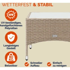 Casaria Mesita De Jardín 50x50/58x58 Tablero De Vidrio Mesa Auxiliar De Poliratán Mesita De Centro M2 - 58x58x42cm (de) -Mano Mano Ventas 31978736 3