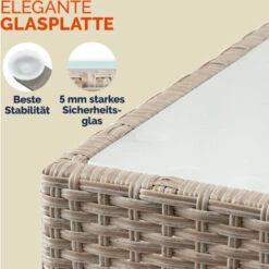 Casaria Mesita De Jardín 50x50/58x58 Tablero De Vidrio Mesa Auxiliar De Poliratán Mesita De Centro M2 - 58x58x42cm (de) -Mano Mano Ventas 31978736 5