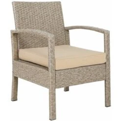 Casaria Conjunto Lounge De Jardín Beige De Poliratán Juego De Mesa Sillas Y Banco Exterior 7 Pzs -Mano Mano Ventas 32120487 4