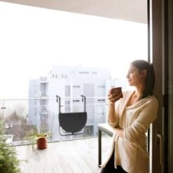 Relaxdays Mesa Plegable Balcón Colgante BASTIAN, 3 Alturas, Mesilla Efecto Ratán, Tablero De 60x40 Cm, Barandilla, Negra -Mano Mano Ventas 32128735 3