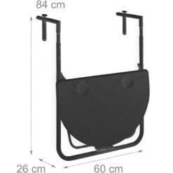 Relaxdays Mesa Plegable Balcón Colgante BASTIAN, 3 Alturas, Mesilla Efecto Ratán, Tablero De 60x40 Cm, Barandilla, Negra -Mano Mano Ventas 32128735 4