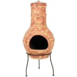 La Hacienda - Cheminée Mexicaine Ray Large En Argile (chapeau + Support)