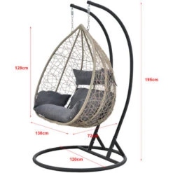 Cesta Colgante Capileira Para 2 Personas Máx. 250 Kg Marrón Y Gris Oscuro [en.casa]® -Mano Mano Ventas 32381235 3