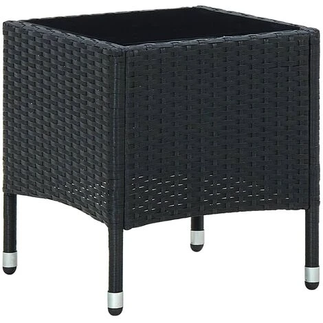 Mesa De Jardín Ratán Sintético Negro 40x40x45 Cm VidaXL 1 Mesa De Jardín Ratán Sintético Negro 40x40x45 Cm VidaXL