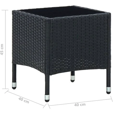 Mesa De Jardín Ratán Sintético Negro 40x40x45 Cm VidaXL 3 Mesa De Jardín Ratán Sintético Negro 40x40x45 Cm VidaXL - Imagen 3