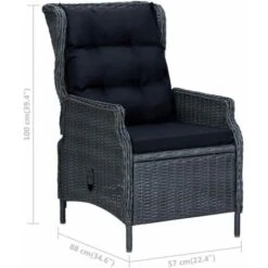 Sillón Reclinable De Jardín Cojines Ratán Sintético Gris Oscuro VidaXL -Mano Mano Ventas 32624170 3