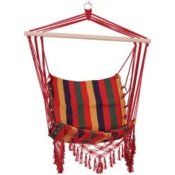 OUTSUNNY Silla Colgante Algodón Poliéster 100 Kg Interior Exterior 100x60x100 Cm Multicolor