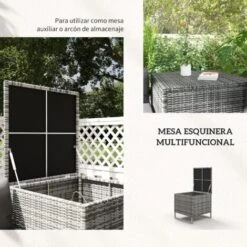 OUTSUNNY Conjunto De 4 Muebles De Jardín De Ratán Con 2 Sofás Dobles Mesa Central Mesa Con Arcón Cojines Extraíbles Para Terraza Exterior 132x69x64 Cm Gris 8 OUTSUNNY Conjunto De 4 Muebles De Jardín De Ratán Con 2 Sofás Dobles Mesa Central Mesa Con Arcón Cojines Extraíbles Para Terraza Exterior 132x69x64 Cm Gris -Mano Mano Ventas 32830209 4