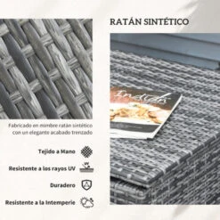 OUTSUNNY Conjunto De 4 Muebles De Jardín De Ratán Con 2 Sofás Dobles Mesa Central Mesa Con Arcón Cojines Extraíbles Para Terraza Exterior 132x69x64 Cm Gris 9 OUTSUNNY Conjunto De 4 Muebles De Jardín De Ratán Con 2 Sofás Dobles Mesa Central Mesa Con Arcón Cojines Extraíbles Para Terraza Exterior 132x69x64 Cm Gris -Mano Mano Ventas 32830209 5