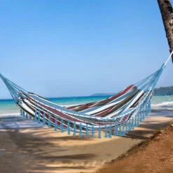 OUTSUNNY Hamaca Doble De Algodón 285x150cm Carga 180 Kg Portátil Para Acampar Multicolor -Mano Mano Ventas 32948377 3