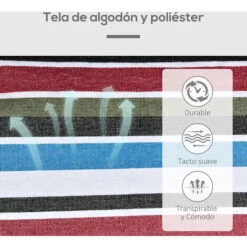 OUTSUNNY Hamaca Doble De Algodón 285x150cm Carga 180 Kg Portátil Para Acampar Multicolor -Mano Mano Ventas 32948377 4