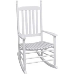 Mecedora De Madera Con Asiento Curvado Madera Blanca