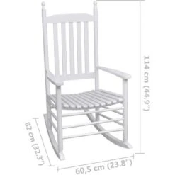 Mecedora De Madera Con Asiento Curvado Madera Blanca -Mano Mano Ventas 33101787 5
