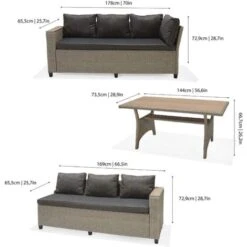 Conjunto De Jardín Sofá Rinconera Y Mesa De Comedor Chillvert Turín De Acero Y Ratan Sintético Con Cojinería Gris -Mano Mano Ventas 33352425 3