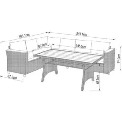 Conjunto De Jardín Sofá Rinconera Y Mesa De Comedor Chillvert Turín De Acero Y Ratan Sintético Con Cojinería Gris -Mano Mano Ventas 33352425 4