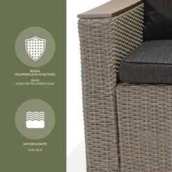 Conjunto De Jardín Sofá Rinconera Y Mesa De Comedor Chillvert Turín De Acero Y Ratan Sintético Con Cojinería Gris -Mano Mano Ventas 33352425 5