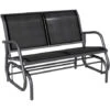 OUTSUNNY Banco Balancín Jardín Columpio De 2 Plazas Estable Tubo Metal 120x70x85 Cm Negro
