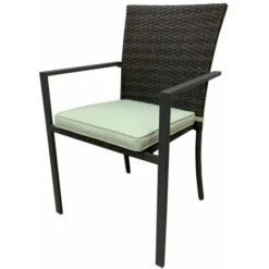 Silla De Jardín Apilable Con Cojín Chillvert Varenna 56x55x86 Cm Acero Y Ratán Sintético