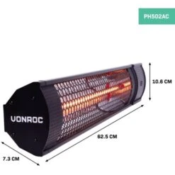 VONROC Calefactor Marsili - 2000W - 2 Niveles De Calor - Negro - Para Pared, Techo O Soporte - Elemento De Bajo Brillo - Incluye Mando A Distancia -Mano Mano Ventas 33535296 3