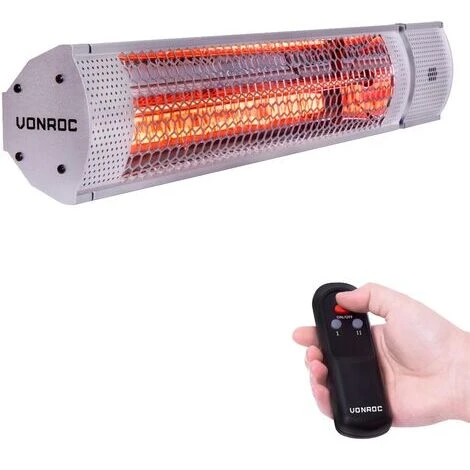 VONROC Calefactor Marsili 2000W - 2 Niveles De Calor - Plata - Elemento De Bajo Deslumbramiento - Con Mando A Distancia 4 VONROC Calefactor Marsili 2000W - 2 Niveles De Calor - Plata - Elemento De Bajo Deslumbramiento - Con Mando A Distancia - Imagen 4