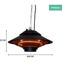 VONROC Calefactor Albano - Calefactor De Terraza Colgante 1500W - Negro - Elemento De Carbono - Con Mando A Distancia -Mano Mano Ventas 33535303 4