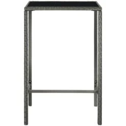 Mesa Alta De Jardín Ratán Sintético Y Vidrio Gris 70x70x110 Cm VidaXL -Mano Mano Ventas 33563838 2